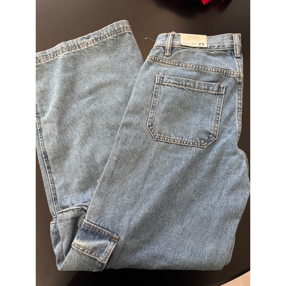 Pacsun Women's Blue '90s Baggy Cargo Jeans Size 25 NWT MSRP $90 - Picture 3 of 5